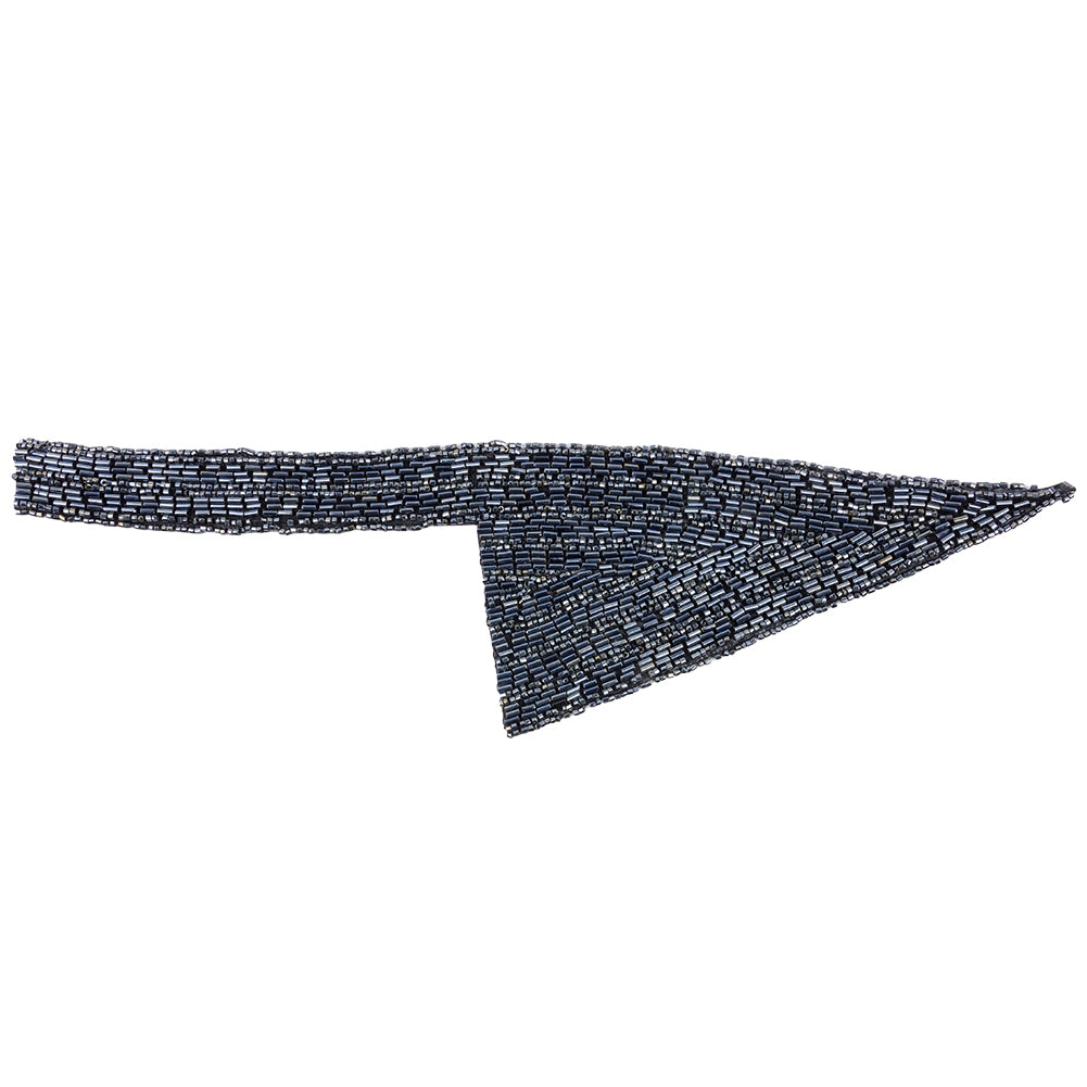Vintage Gunmetal Geometric Glass Beaded Left Lapel Applique - 13