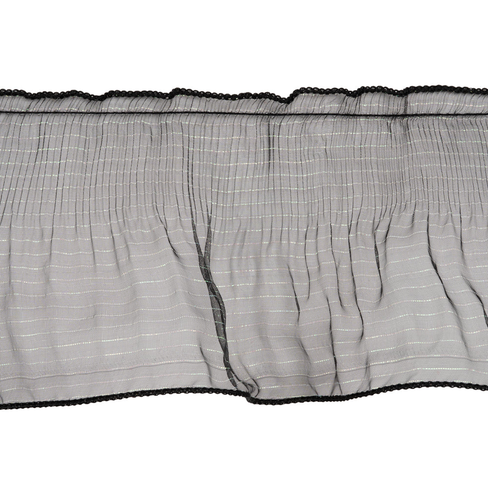 Yaya Han Pleated Ruffle Organza Trim - Mermaid Black and Iridescent Stripes, 5