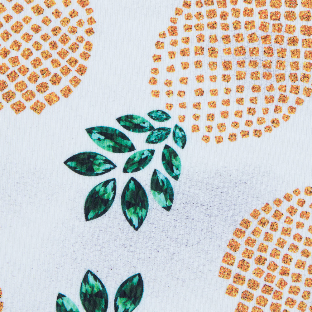 Compression Swimwear Tricot, UV Protective with Aloe Vera Microcapsules - White Pineapple - Caye Collection - Joann Fabrics