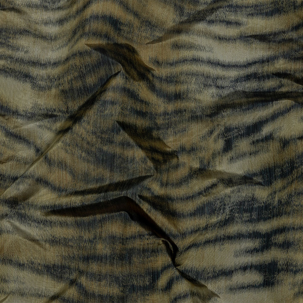 Italian Golden Olive and Black Tiger Stripes Warp Printed Polyester Faille - Joann Fabrics