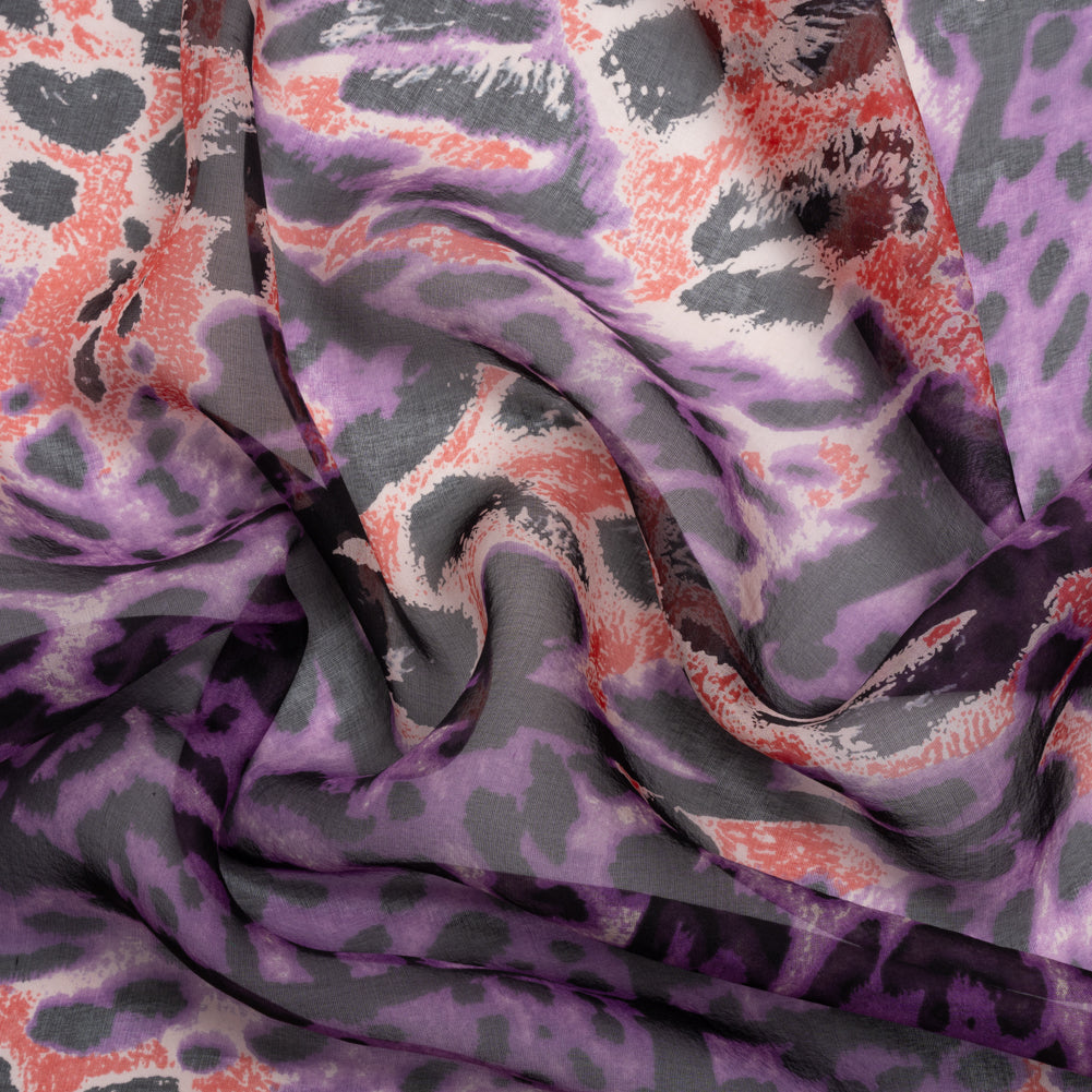 Purple, Red and Black Animal Spots Patchwork Silk Voile - Joann Fabrics