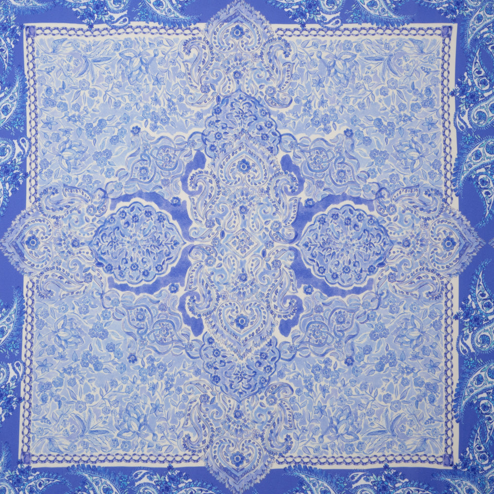 Rayon Challis Panel - Blue Paisley Floral - Sicilian Summer Print - Mood Exclusive Chariot Collection - Joann Fabrics
