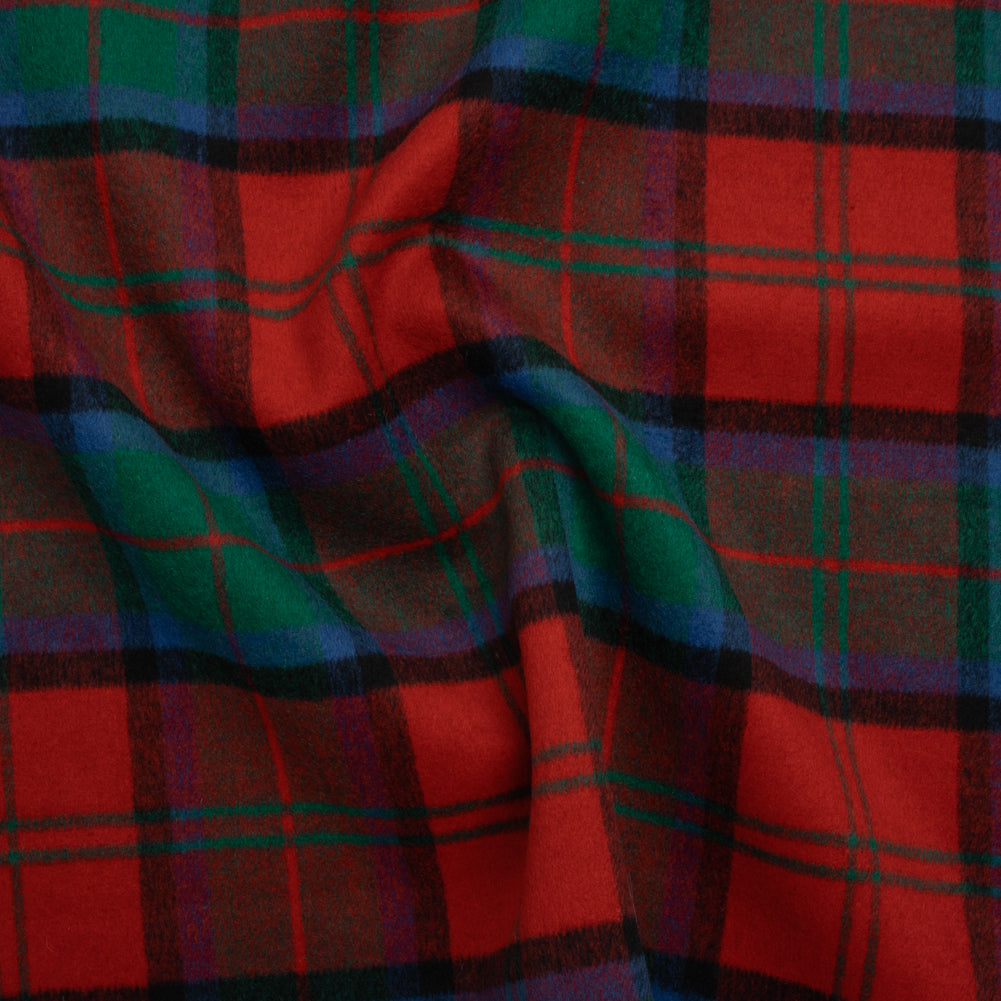Brushed Wool Double Cloth Coating - Red, Green and Black Plaid - Deadstock - Joann Fabrics