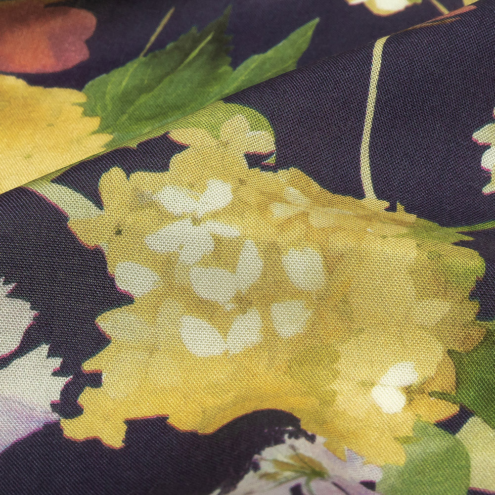 Tencel Woven Print - Navy, Green and Yellow Floral - Mood Exclusive Towards the Tropics - Joann Fabrics