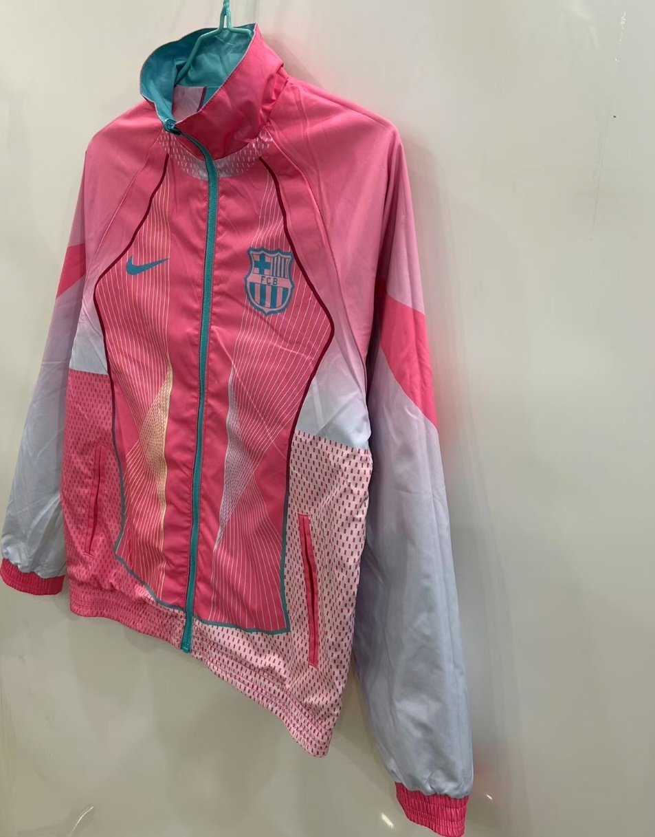 2025/2026 Barcelona Reversible Windbreaker blue and pink Soccer Jersey 1:1 Thai Quality