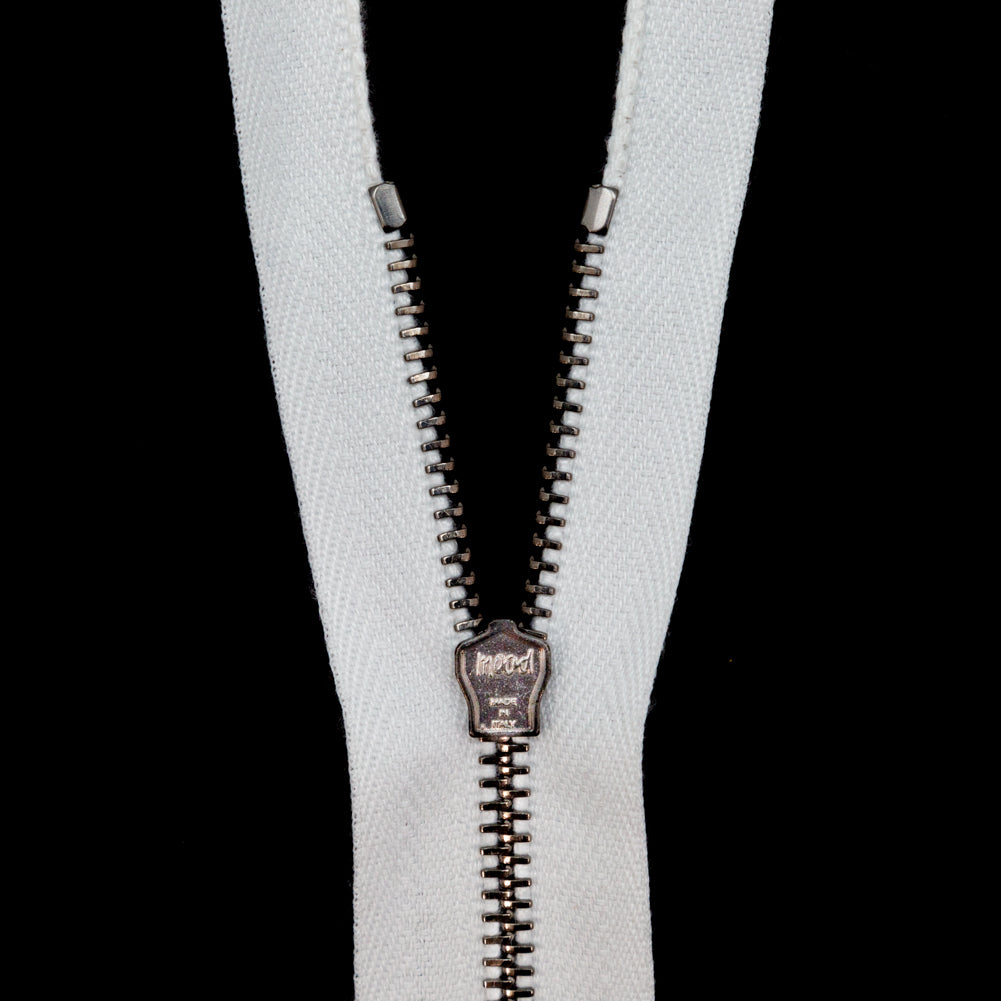 Mood Exclusive Italian Off-White and Gunmetal T3 Closed End Metal Zipper - 9