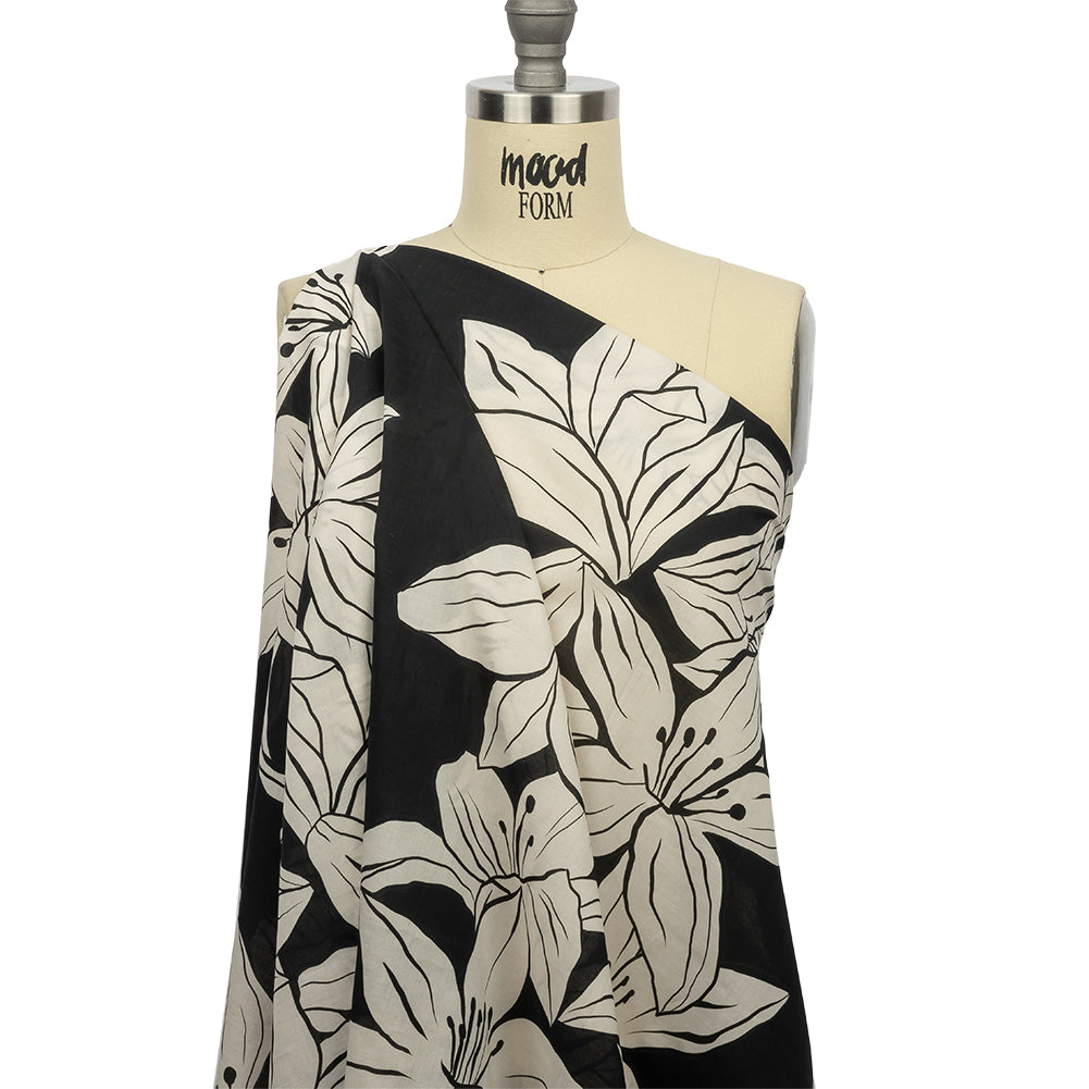 Cotton Voile - Black Floral - Central Park Spring Print - Mood Exclusive Metro Collection - Joann Fabrics