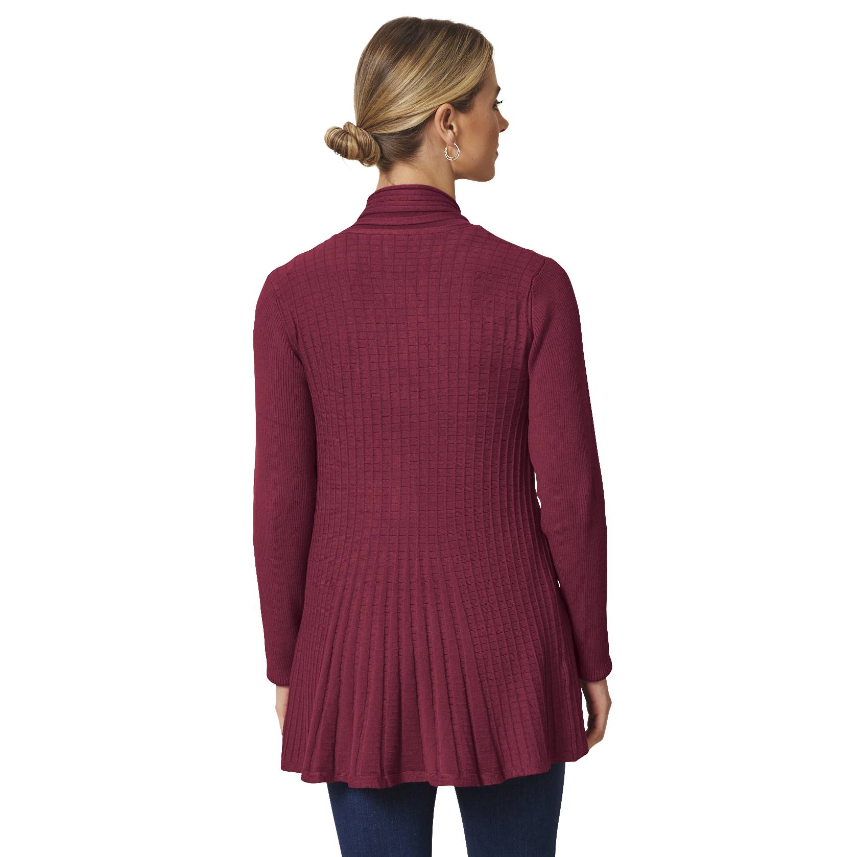 Open Front Flyaway Cardigan, Mixed-Stitch, Flattering Flared Fit - Northstyle Catalog