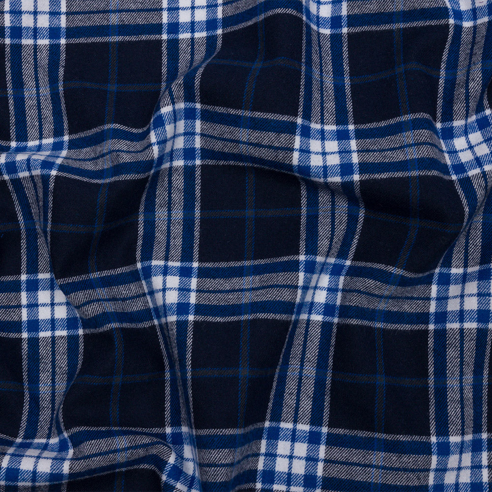 Navy, Cobalt, and White Plaid Cotton Flannel - Joann Fabrics