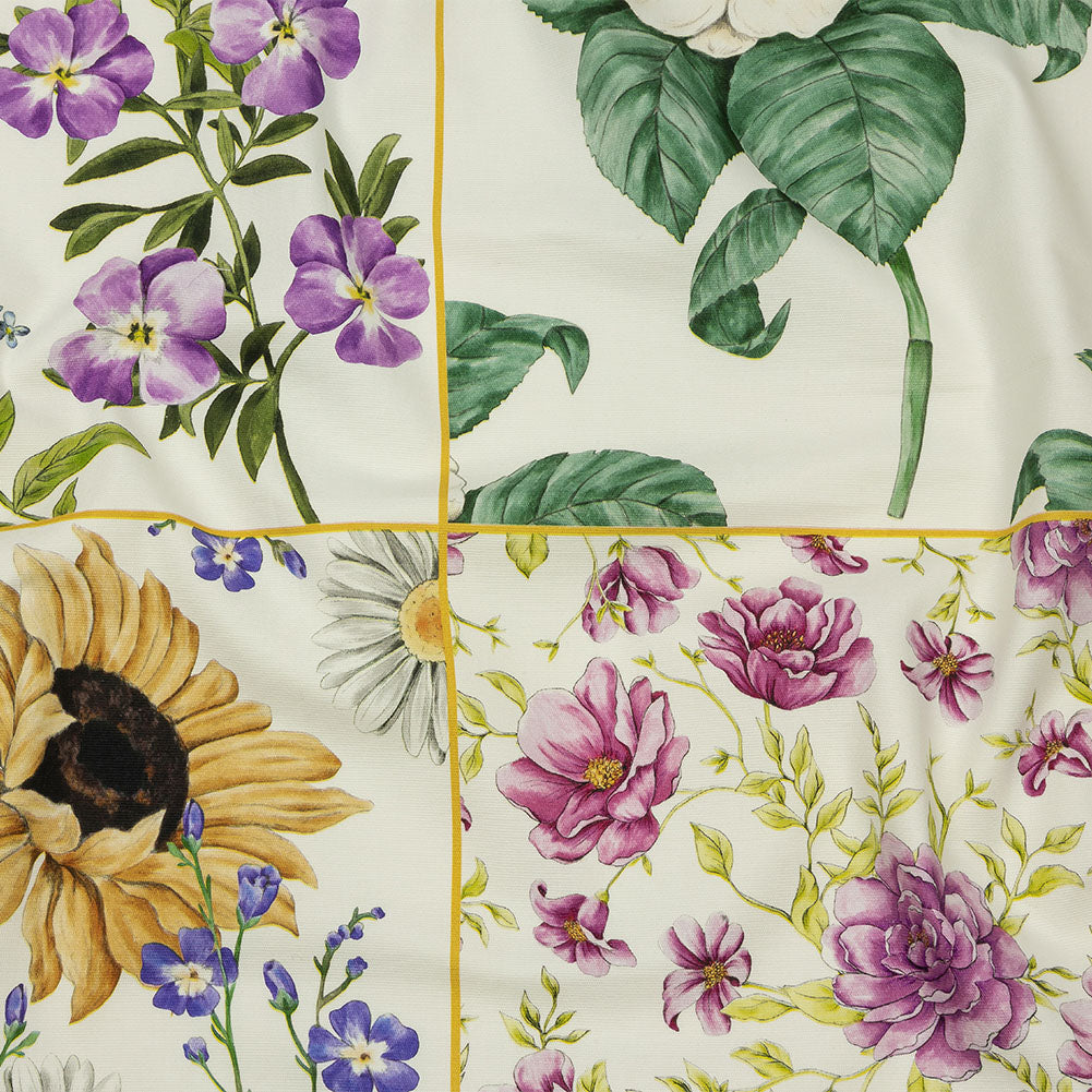 Stretch Cotton Canvas Print - White Floral Patchwork - Mood Exclusive Midsummer festive - Joann Fabrics