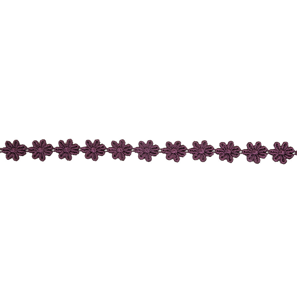 Plum Floral Venise Lace Trim - 0.625