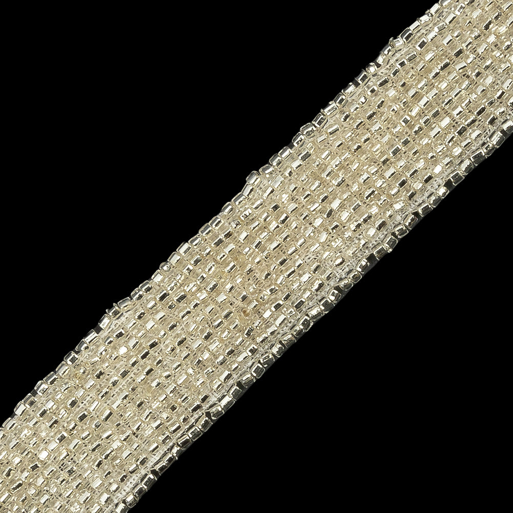 Vintage Silver 10-Row Glass Seed Beaded Trim - 0.875