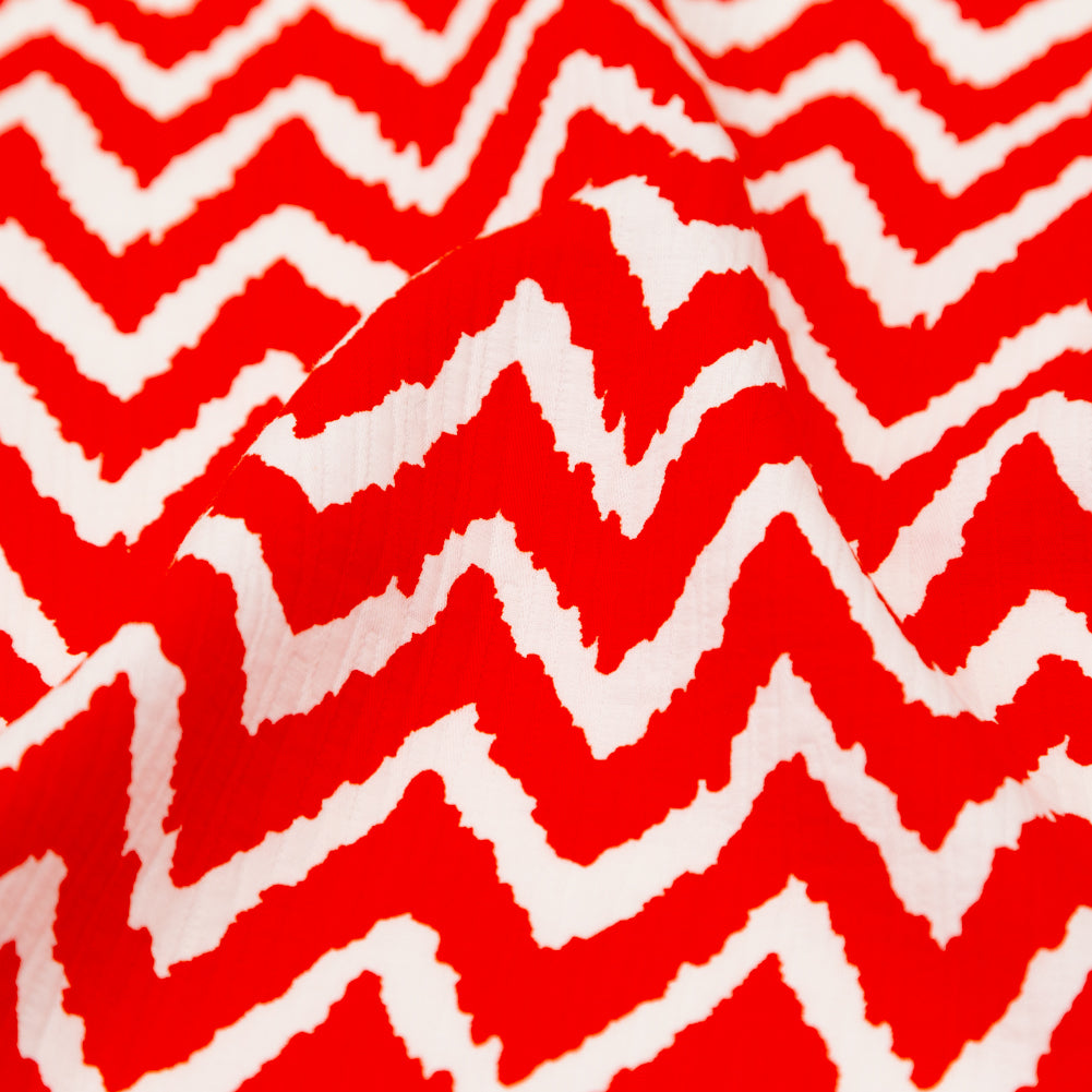 Milly Spicy Orange and White Zig Zag Printed Cotton Dobby - Joann Fabrics