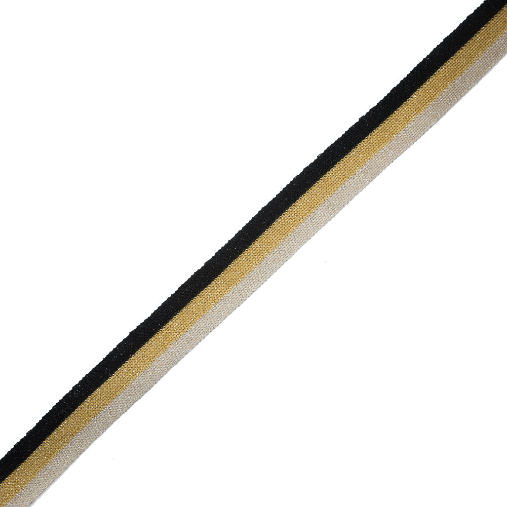 Black/Gold/Silver Lurex Knit Trim - 1.25