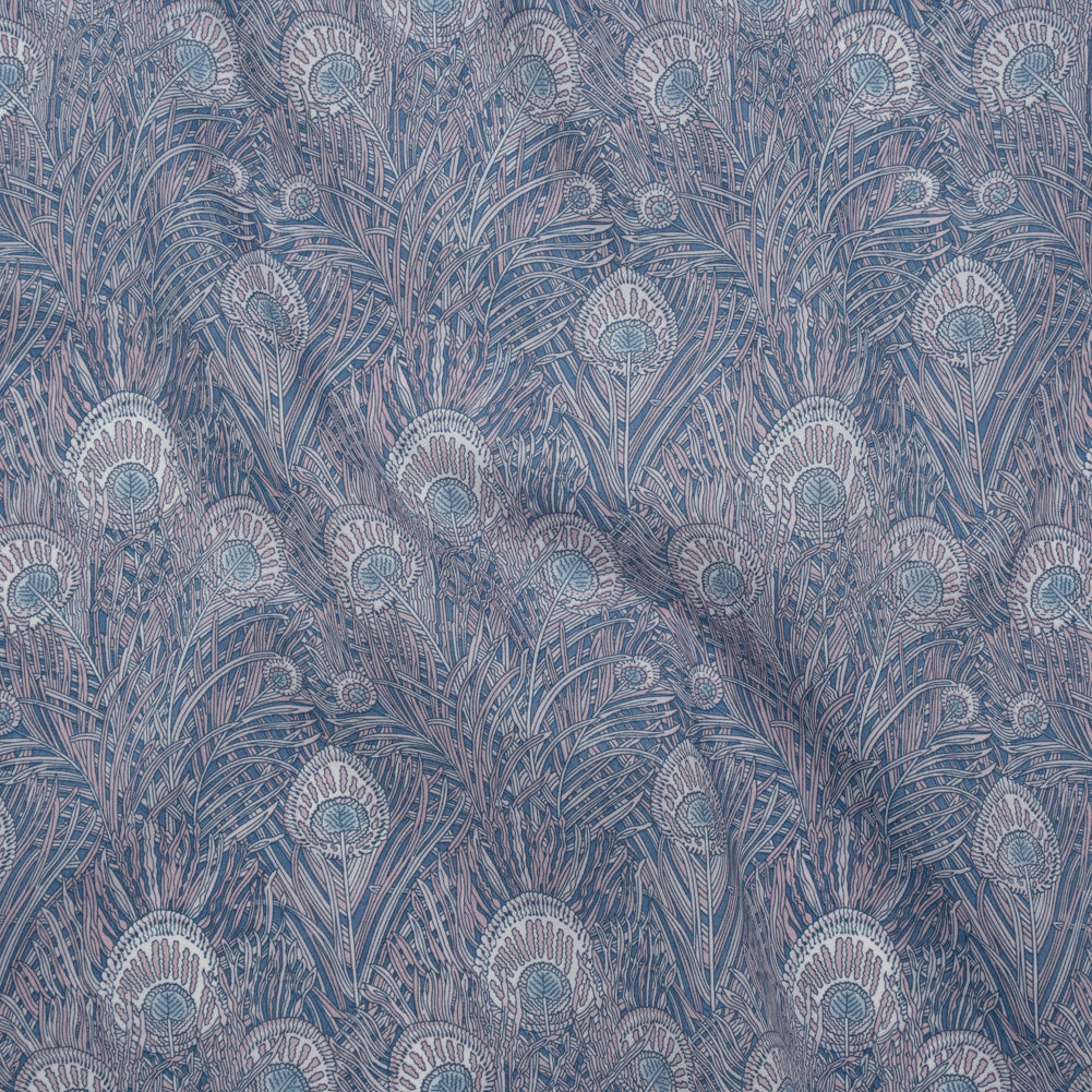 Liberty Fabrics Tana Lawn® - Queen Hera Multi Neutral - Gray and Blue Field of Feathers - Joann Fabrics