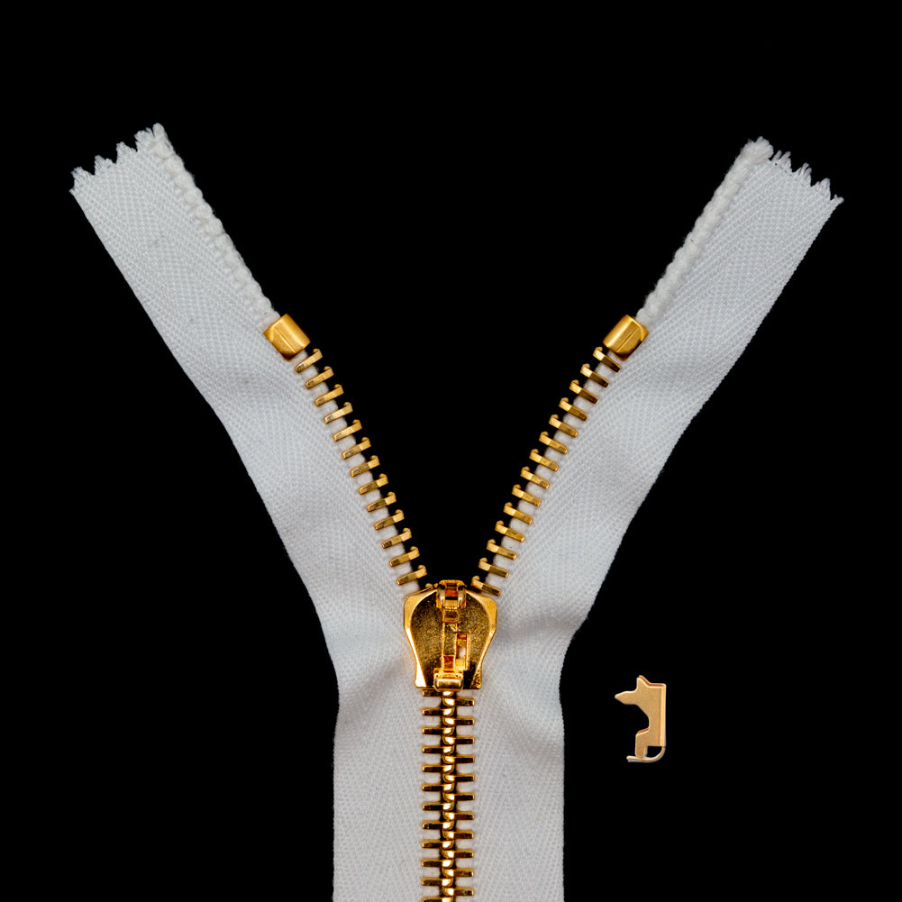 Mood Exclusive Italian White and Gold T8 Closed End Metal Zipper - 9