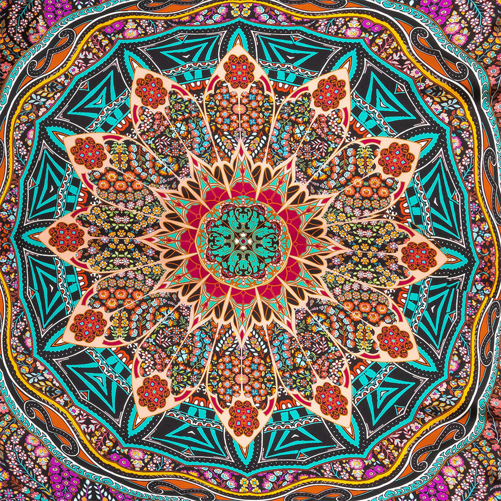 Mood Exclusive Italian Red, Green and Pink Medallion Silk Charmeuse Panel - Joann Fabrics