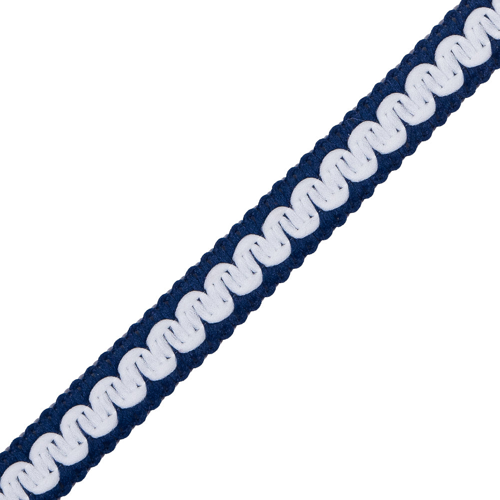 Navy and White Woven Trim - 0.75