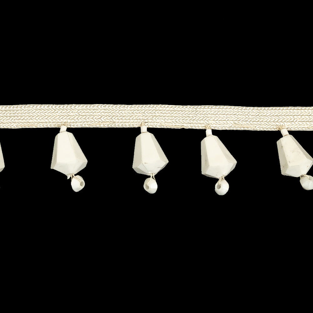 Vintage Chalk White and Ivory Beaded Fringe - 1