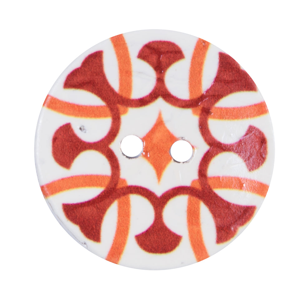 Italian Red, Orange and White Coconut Button - 48L/30.5mm - Joann Fabrics