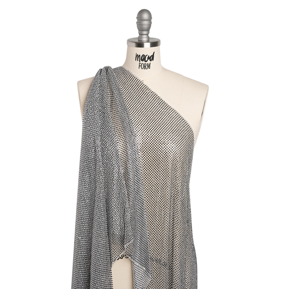 Rhinestone Aluminum Chainmail Fabric Panel, 4mm - Silver and Jet Black- Astraia Collection - Joann Fabrics