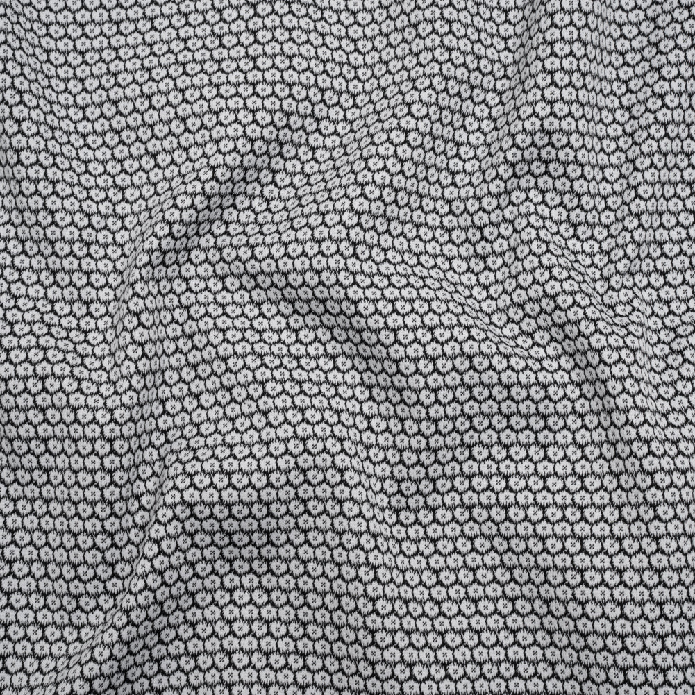 Stretch Cotton and Polyester Jacquard - Black and White Fluffy Flowers - Deadstock - Joann Fabrics