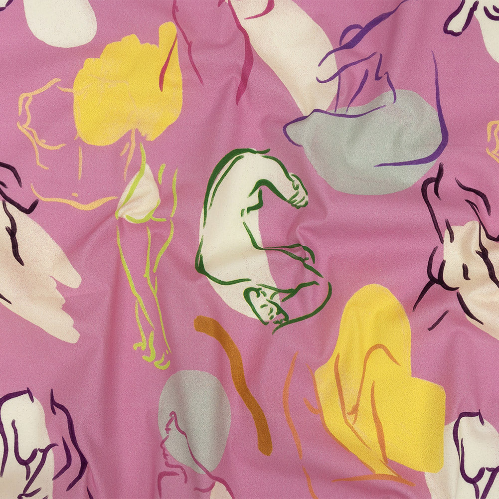 Mood Exclusive Hot Pink Gestural Expressions Stretch Cotton Poplin - Joann Fabrics