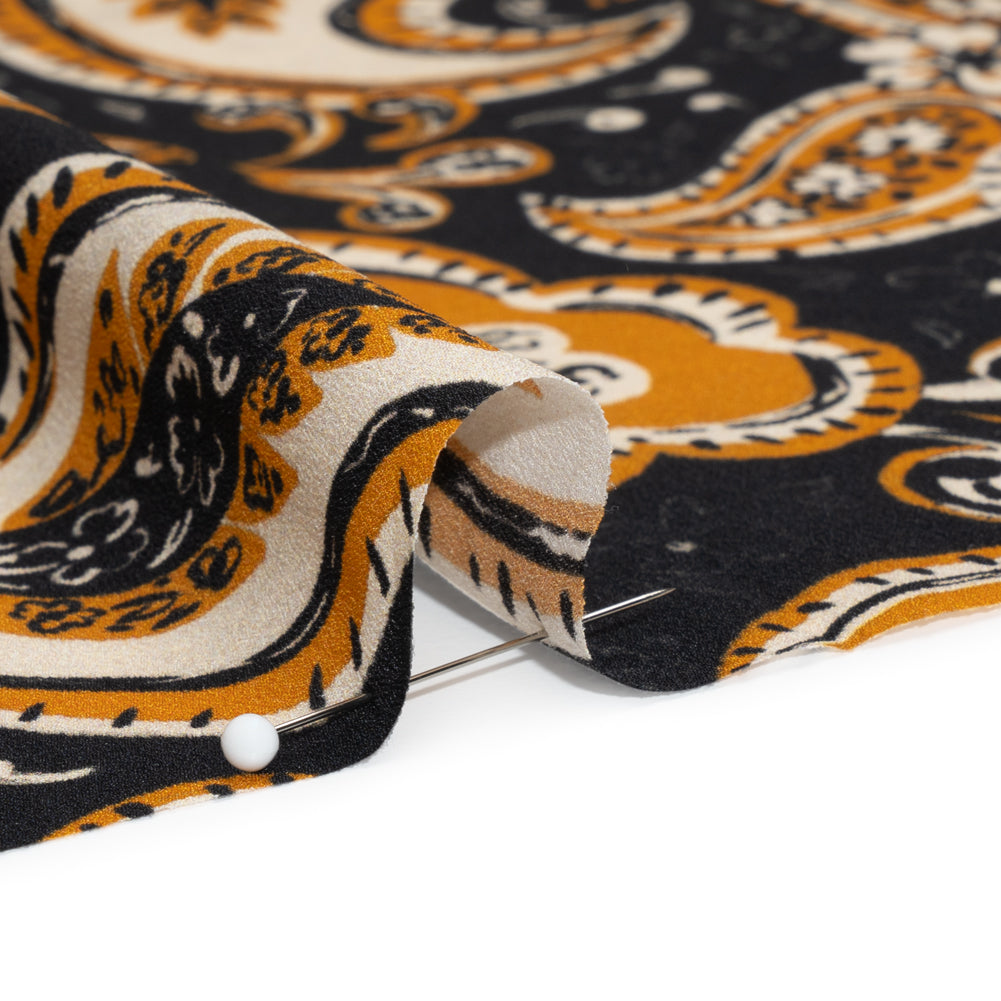 Mood Exclusive Black Here's to Paisley Lightweight Recycled Polyester Crepe - Joann Fabrics