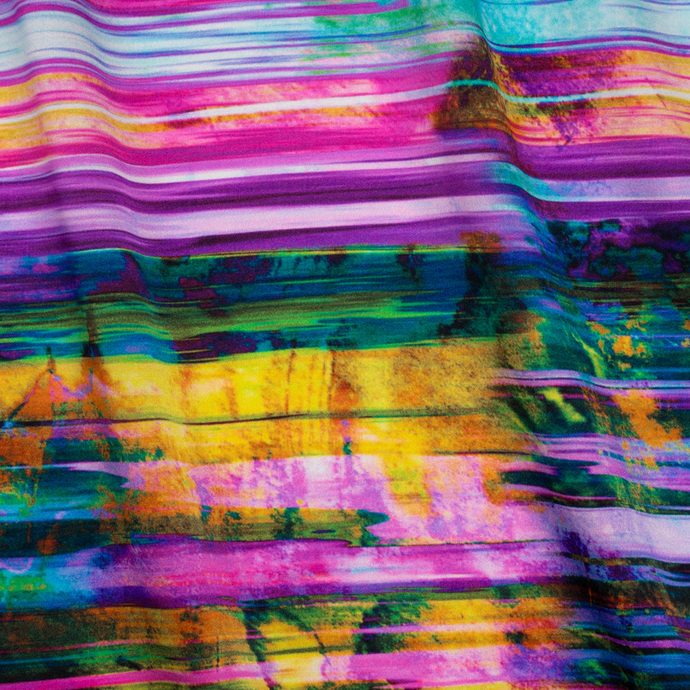 Silk Charmeuse Print - Yellow, Purple and Pink Abstract Painted Stripes - Joann Fabrics