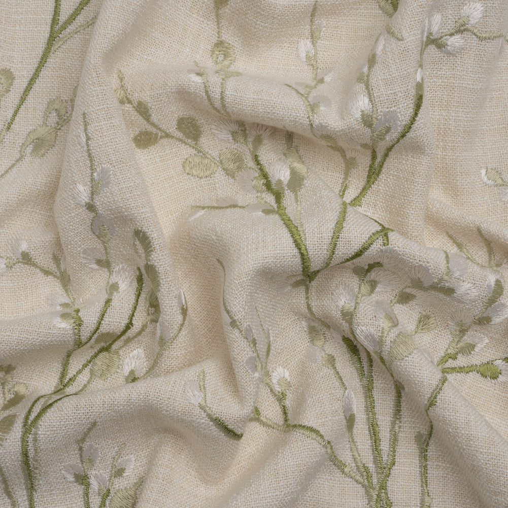 Embroidered Drapery Woven - Hedgerow Prairie Willow - British Imported - Joann Fabrics