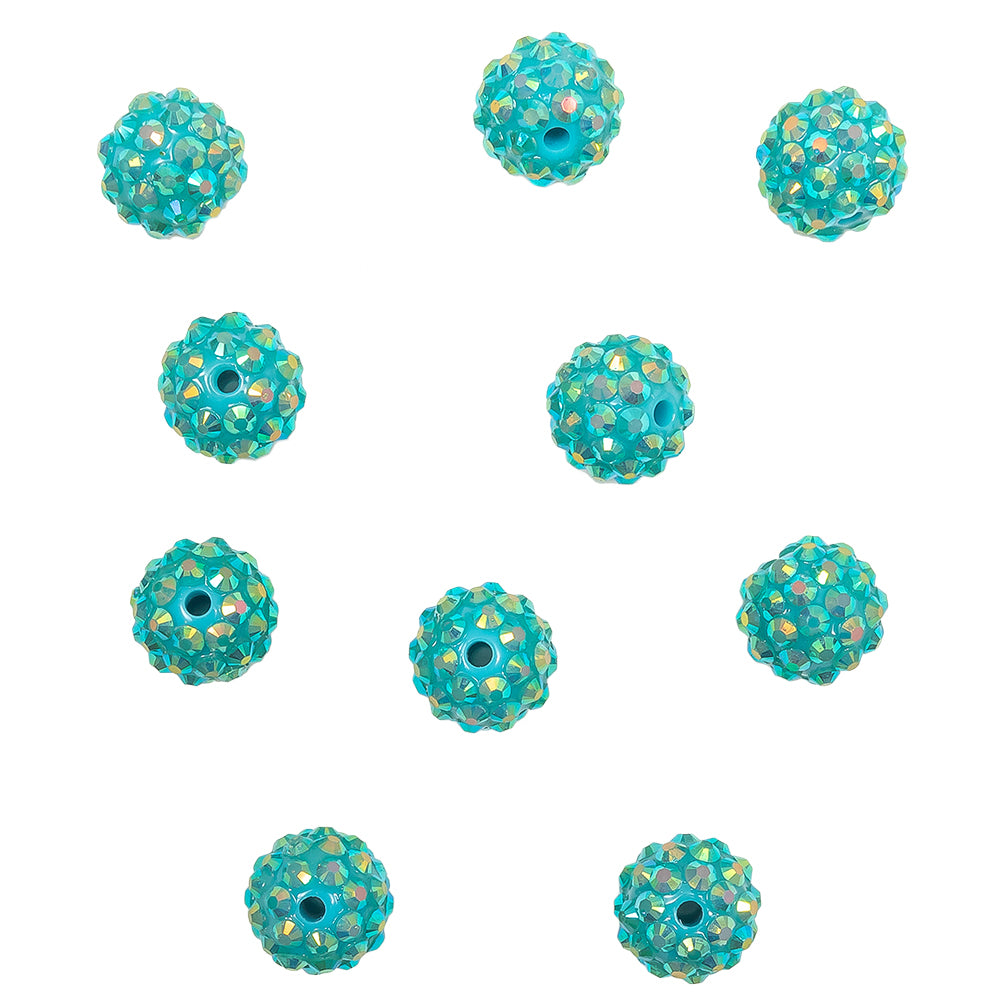 Turquoise AB Rhinestone and Resin Faceted 14mm Beads - 10pc - Joann Fabrics