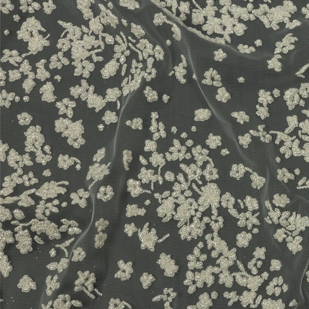 3D Puffy Glitter Tulle - White Floral - Joann Fabrics