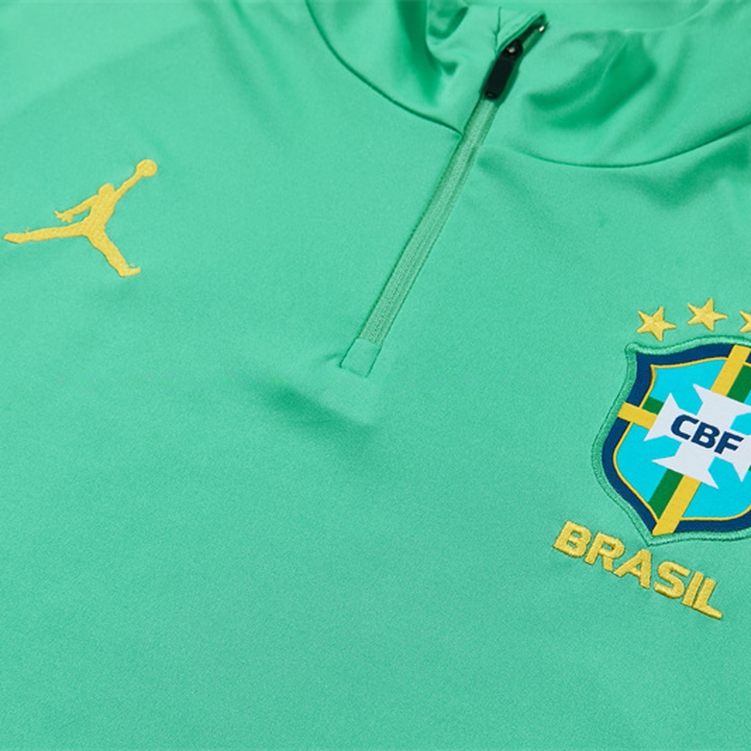 Brazil 2026 Kids Long Sleeve Training Set - Light Green Top & Black Pants - UnitedFutballJersey