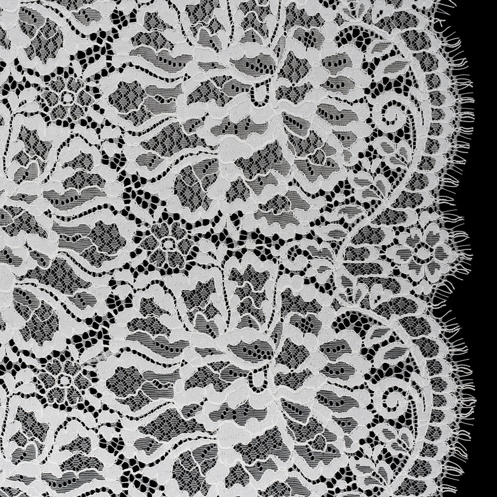 Corded Raschel Lace Panel with Finished Edges - Ivory All-Over Flowers and Leaves - Joann Fabrics