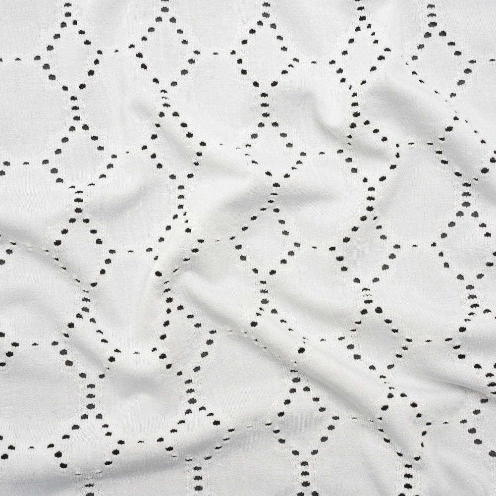 Stretch Polyester Jersey with Eyelets - White Circles - Designer Deadstock - Joann Fabrics