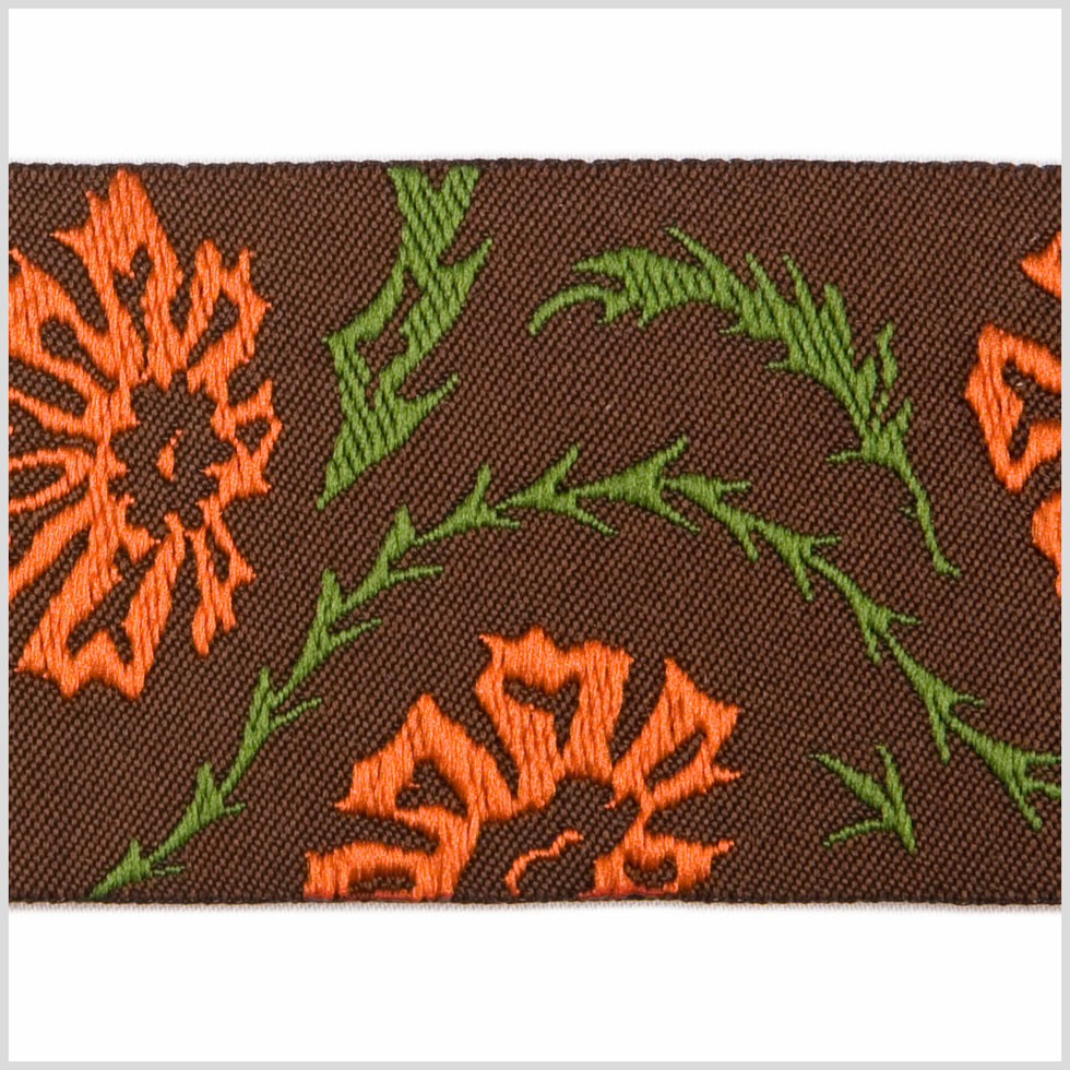 Brown/ Orange Floral French Jacquard Ribbon - Joann Fabrics