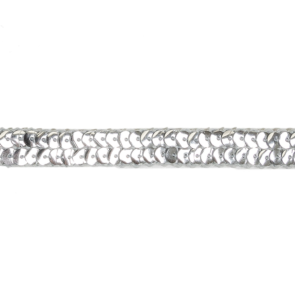 Metallic Silver Two Row Sequins Trim - 0.5