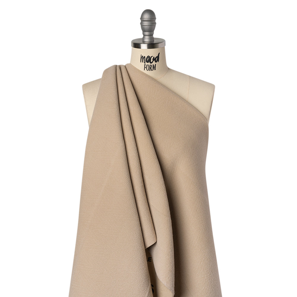 Wool Blend Herringbone Twill Coating Made in Italy - Nude - Deadstock - Joann Fabrics