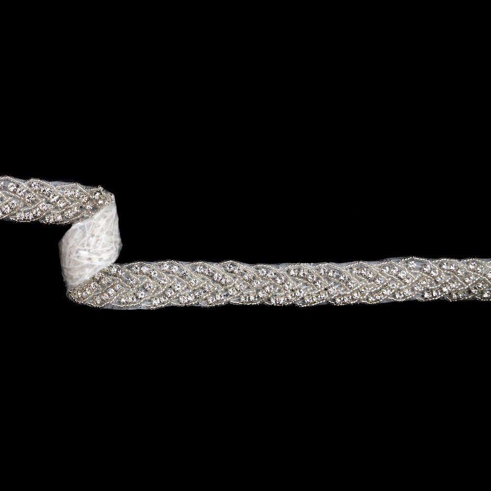 Silver and Crystal Beaded Rhinestone Trim - 1