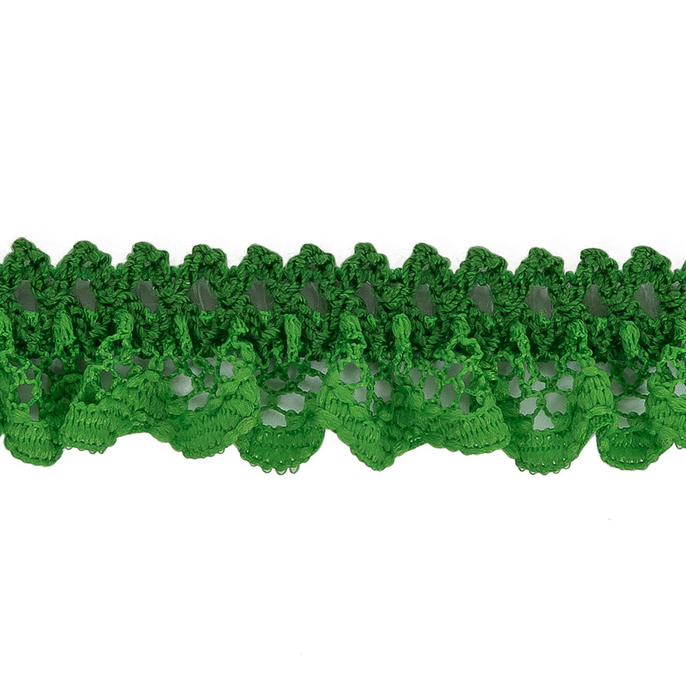 Grass Green Ruffled Stretch Lace Trimming - 0.625