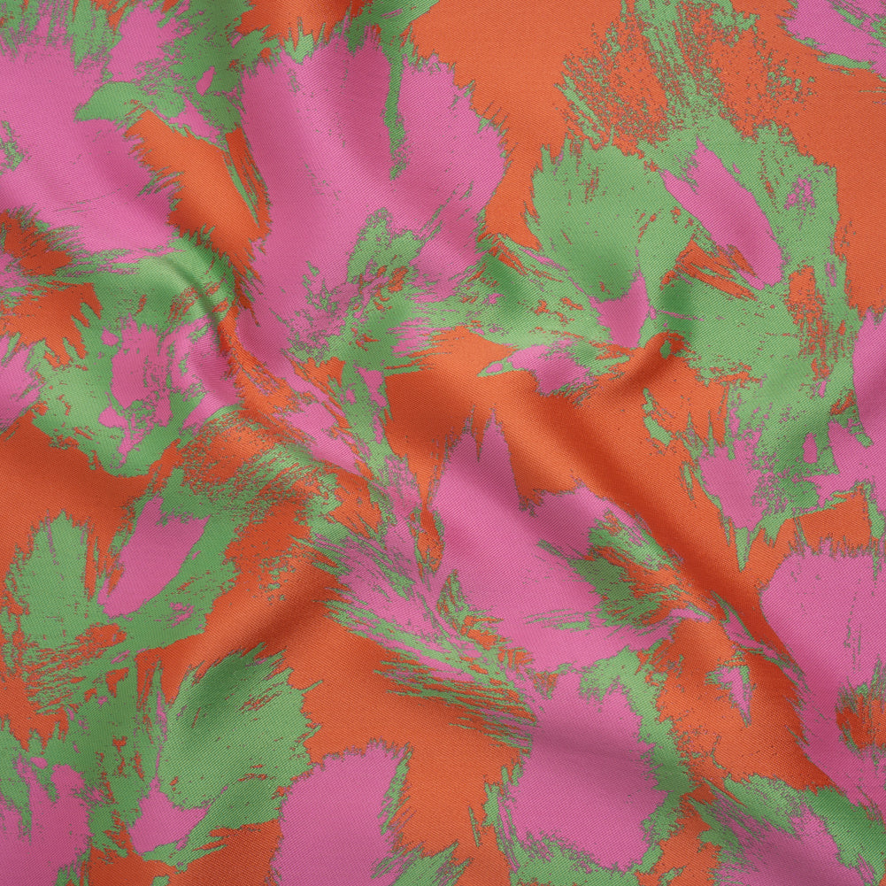 Luxury Polyester Brocade - Hot Pink, Orange and Summer Green Abstract Brushstrokes - Joann Fabrics