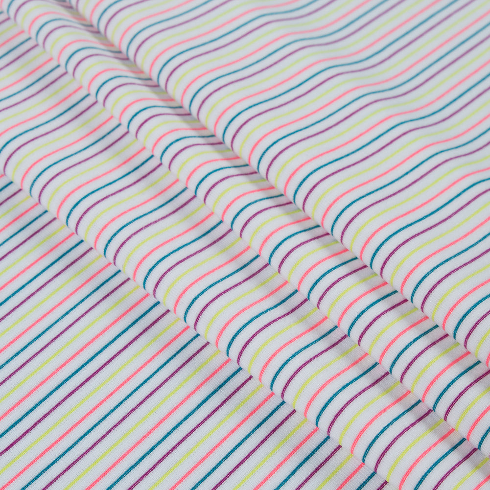 White and Multicolor Striped Wicking Jersey - Joann Fabrics