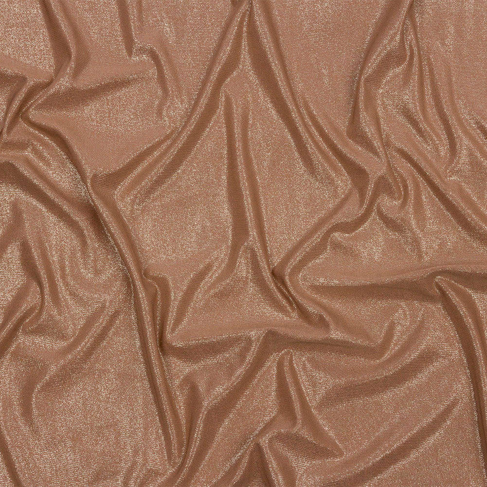 Foiled ITY Interlock Knit - Camel and Gold - Gaby Collection - Joann Fabrics