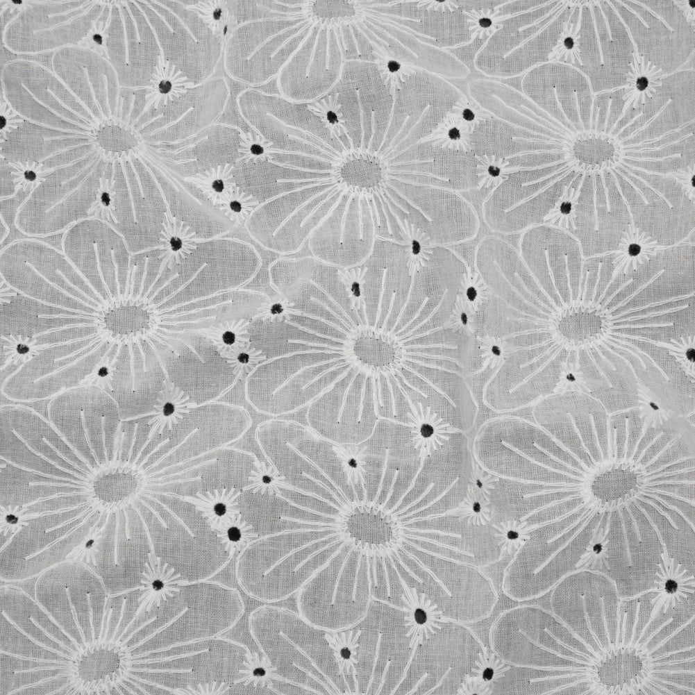 Embroidered Eyelet Cotton Voile - White All-Over Flowers - Naomi Collection - Joann Fabrics