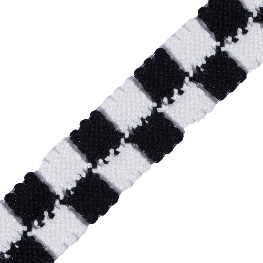 Black and White 2 Row Checkered Crochet Trim - 1