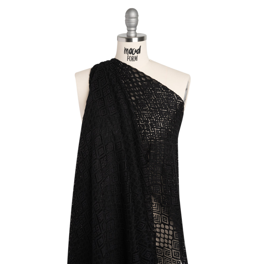 Corded Lace with Finished Edges - Black Decorated Diamond Stripes - Joann Fabrics