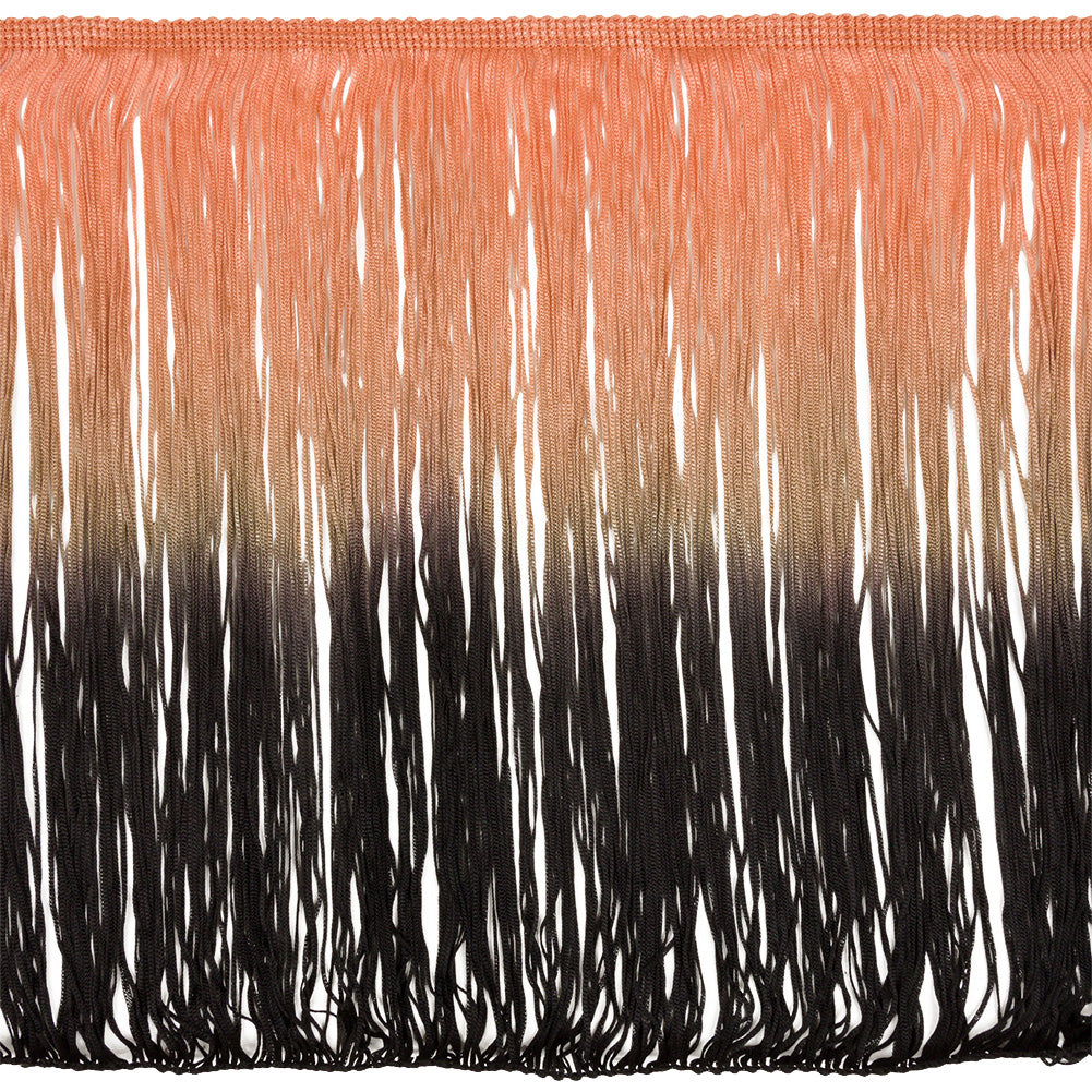 Peach and Black Ombre Chainette Fringe Trim - 12.25