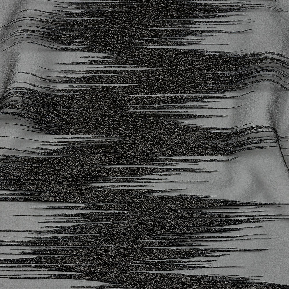 Metallic Black Sleek Streaks Luxury Burnout Brocade - Joann Fabrics