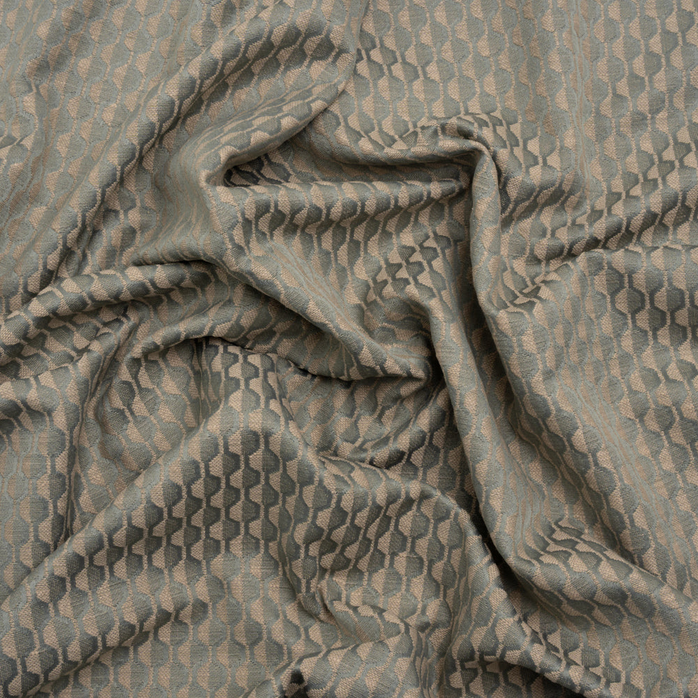 Honeycomb Stripes Recycled Polyester and Cotton Drapery Jacquard - Mineral - British Imported - Joann Fabrics