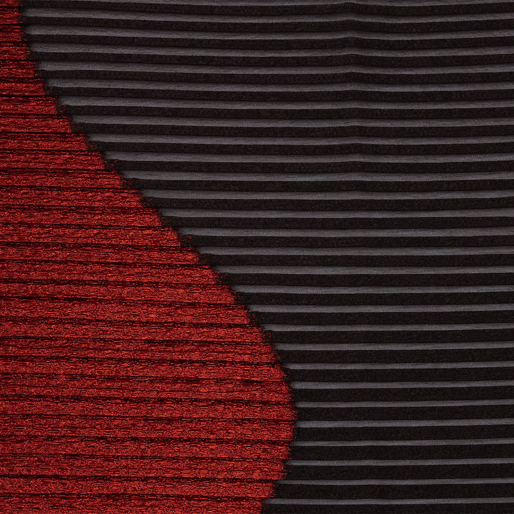 Metallic Savvy Red and Black Waves Pleated Luxury Burnout Brocade - Joann Fabrics